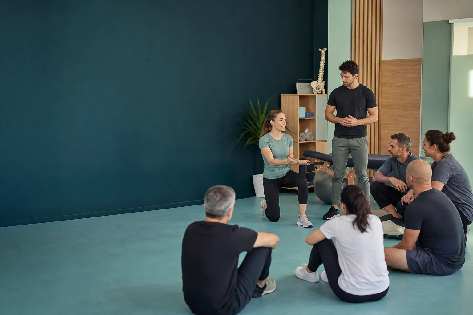 Escena conceptual de un taller de movimiento para un grupo local