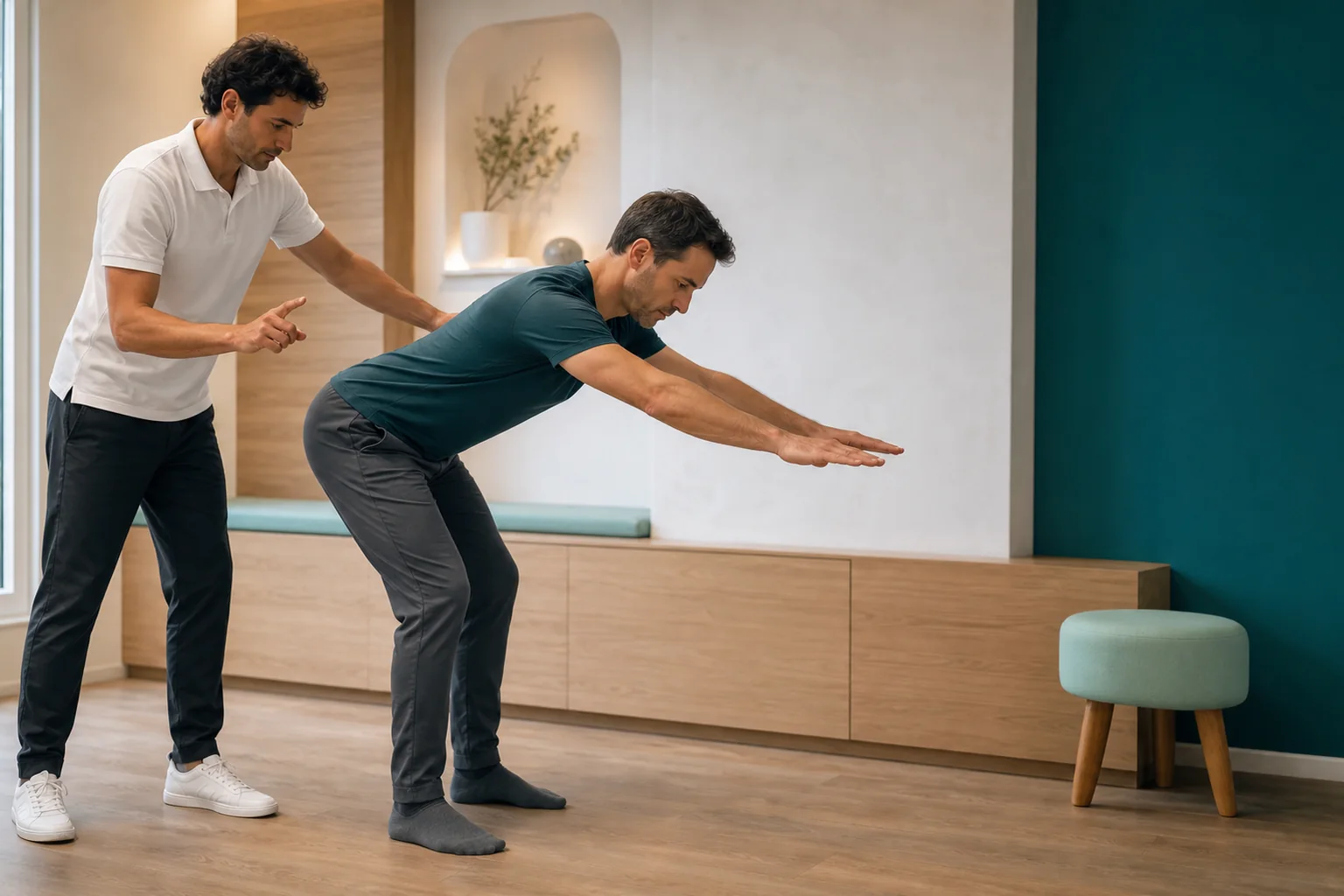 Escena conceptual de una valoración activa de columna lumbar
